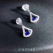 Sapphire and Diamond Fan Earrings - Jiaxyk